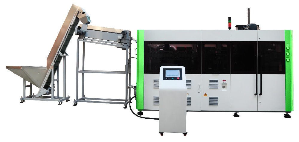 Servo driven pitch change linear stretch blow molding machines